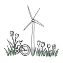 windmill and cycle tulips tattoo design idea