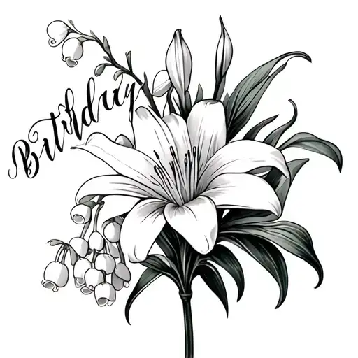 birthday flower lily of the valley and gladioli tattoo design idea