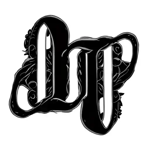 the initials L D S J intertwined as one symbol  tattoo design idea