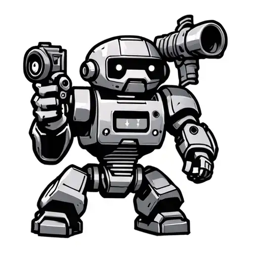 cartoon robot with ray gun tattoo design idea