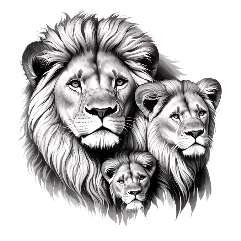 Family Lion tattoo design idea