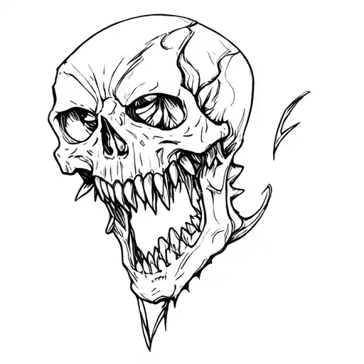 skull with sharp teeth not evil tattoo design idea