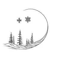 snowflake moon forest tattoo design idea