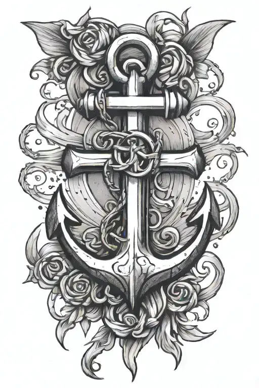 anchor cross tattoo design idea