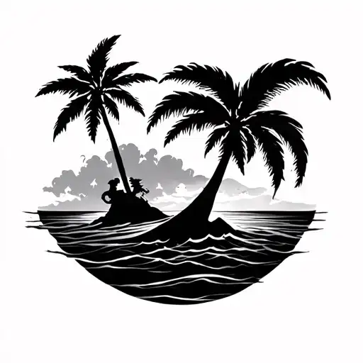island and moana tattoo design idea