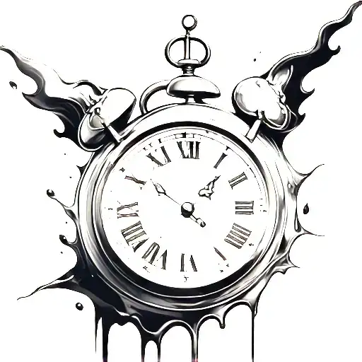 1996 and clock melting tattoo design idea