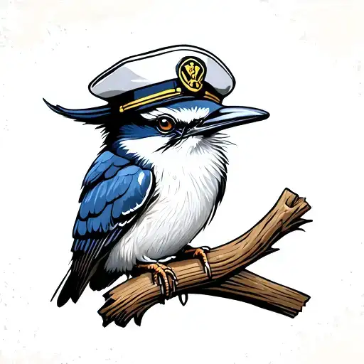 kookaburra wearing a sailors hat tattoo design idea