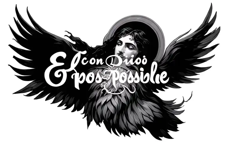 Con Dios Todo Es posible Everything with God is possible. 了 帝帝, 切皆帝 可能可能 Cu Dumnezeu toate Lucrurile Sunt posibilis Bogom все tattoo design idea