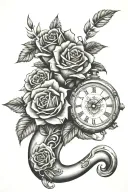turbo motor, roses, clocks, mountain range tattoo design idea