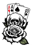 "Life's a Gamble" casino themed death rose tattoo stencil tattoo design idea