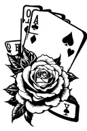 "Life's a Gamble" casino themed death rose tattoo stencil tattoo design idea