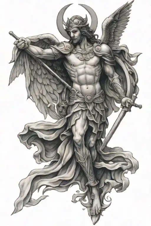 st micheal slaying the devil tattoo design idea