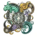 Pisces Taurus Libra symbol intertwined tattoo design idea
