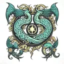 Pisces Taurus Libra symbol intertwined tattoo design idea
