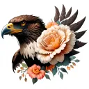 flower eagle tattoo design idea