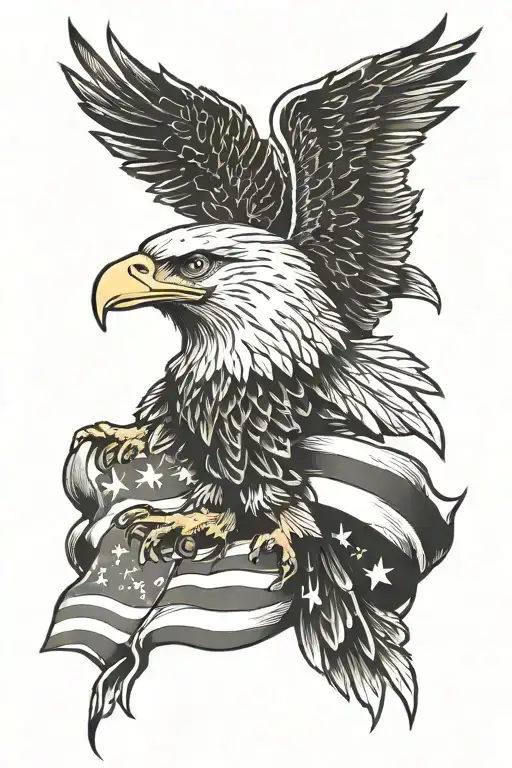 eagle and American flag  tattoo design idea