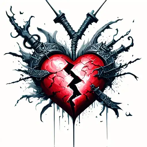 Broken heart and Ronin Warrior tattoo design idea