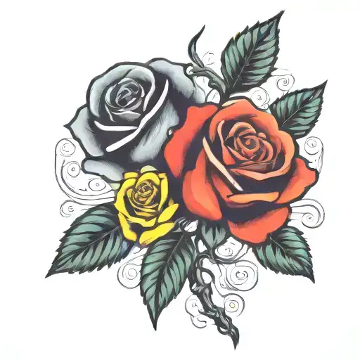 two rose wrapped one green one yellow tattoo design idea