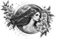 Selene moon goddess sexy fit tattoo design idea