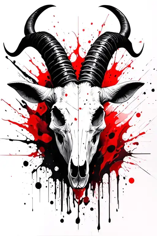 Capricorn goat skull with horns tattoo design idea