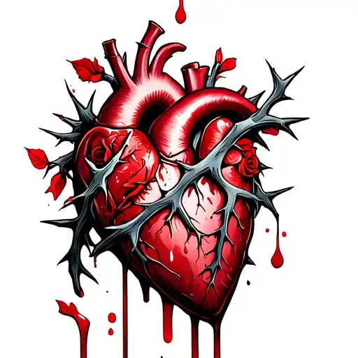 tattoo idea thorns wrapped around a heart bleeding our rose petals from the wound the thorns made tattoo design idea