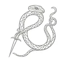 snake and dagger tattoo design idea