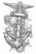 anchor and piston tattoo design idea