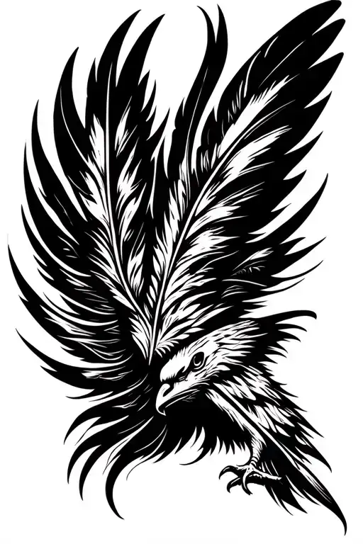 Eagle feathers transforming tattoo design idea