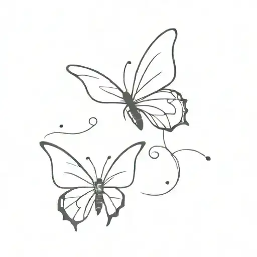 two butterflies, one with broken wings, the other with a semicolon body tattoo design idea