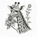 protea giraffe gracefully walking tattoo design idea