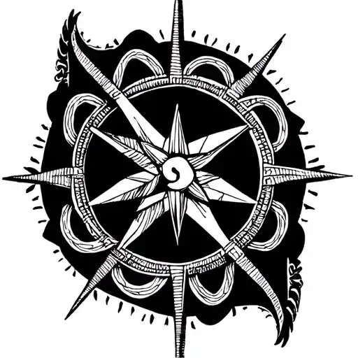 nautical star compass rose with cetic knot pattern tattoo design idea