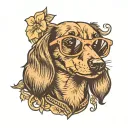 dachshund wearing sunglasses tattoo design idea