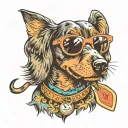 dachshund wearing sunglasses tattoo design idea