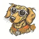 dachshund wearing sunglasses tattoo design idea