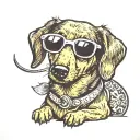 dachshund wearing sunglasses tattoo design idea