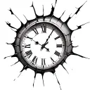 clock that is cracked at 8:44 tattoo design idea