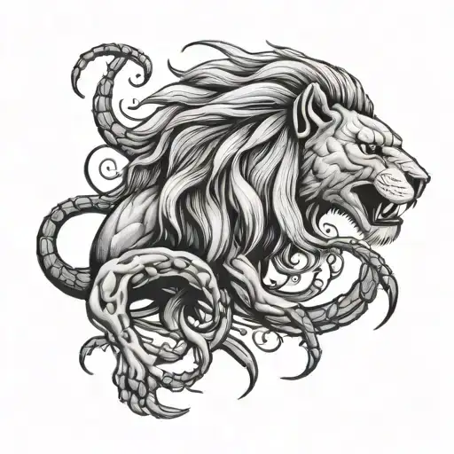lion scorpion tattoo design idea