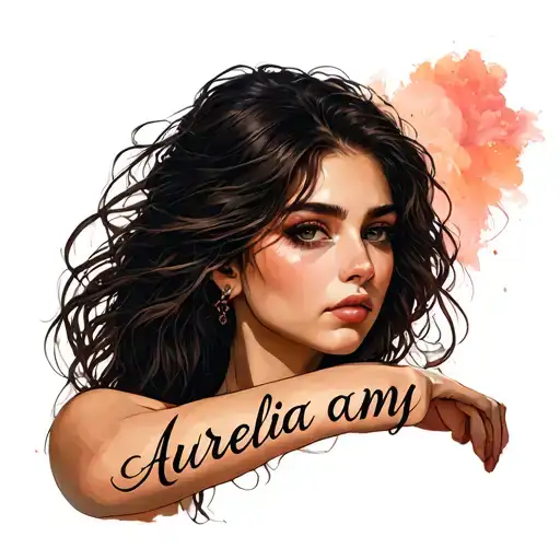 "Aurelia amy" name written on arm tattoo design idea