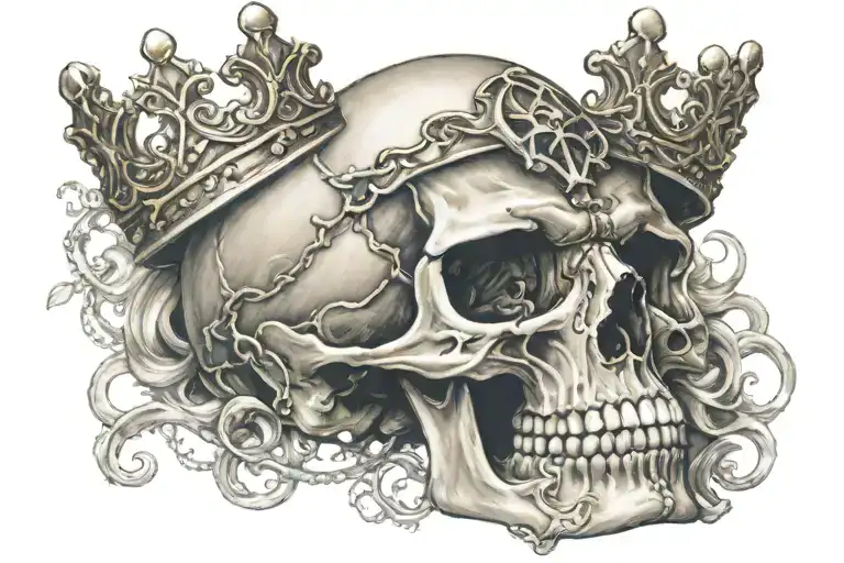 skull, crown, brass knuckles, infinity sign tattoo design idea