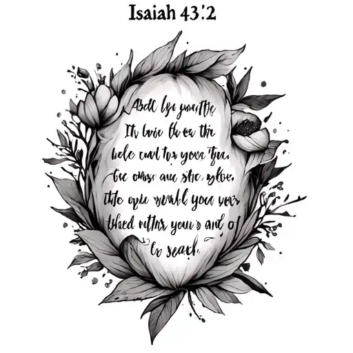 Isaiah 43:2 bible verse tattoo design idea