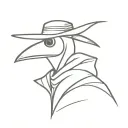 Super simple flash art, tattoo, black and white, plague doctor tattoo design idea