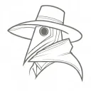 Super simple flash art, tattoo, black and white, plague doctor tattoo design idea