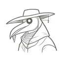 Super simple flash art, tattoo, black and white, plague doctor tattoo design idea