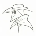 Super simple flash art, tattoo, black and white, plague doctor tattoo design idea