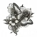 DNA and flowers and buterfly flying together tattoo design idea