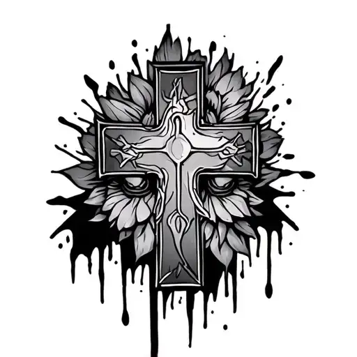 555 with faith over fear with a cross tattoo design idea