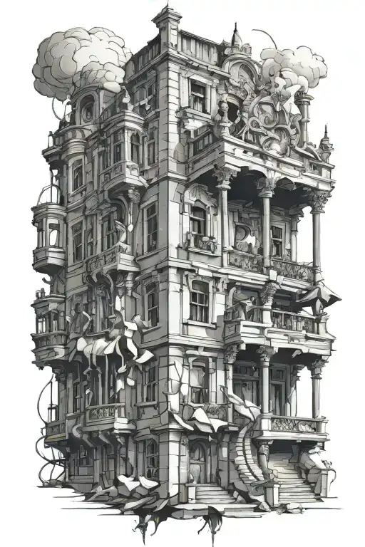 architecture incorporating elements tattoo design idea