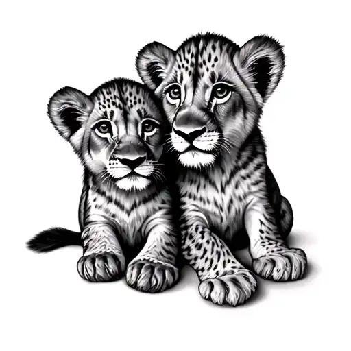 2 Lion Cubs tattoo design idea
