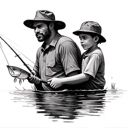 Dad And Son Fishing tattoo design idea