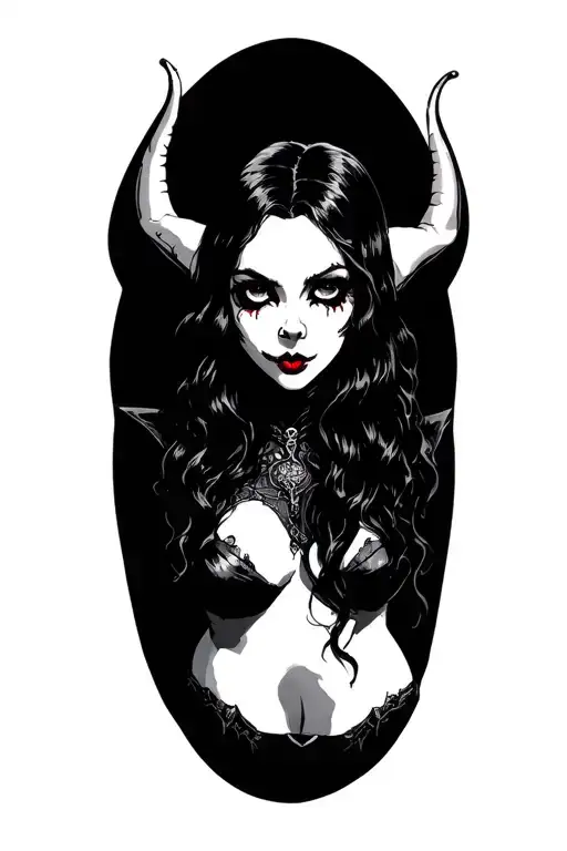 chubby nude vampire girl full body tattoo design idea
